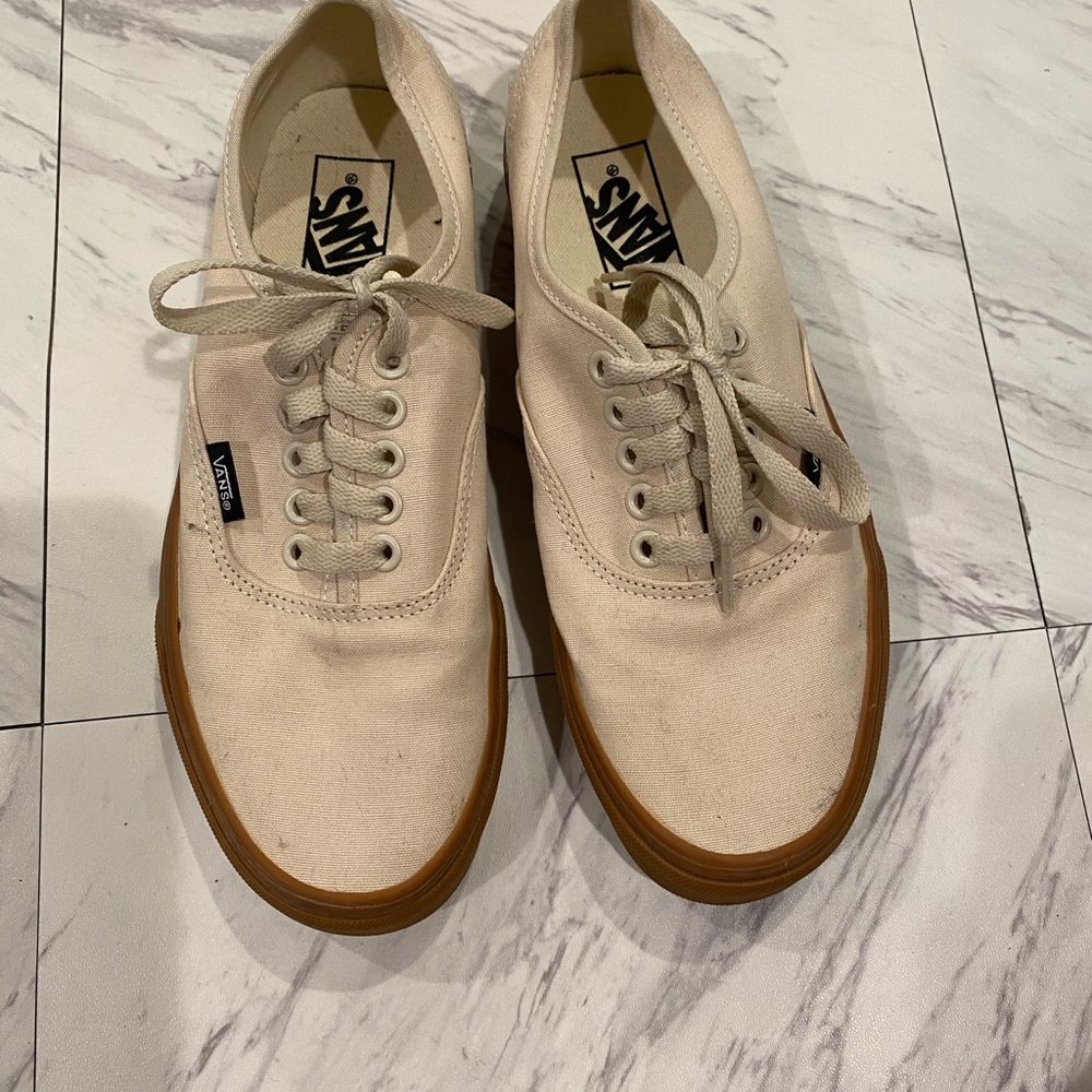 Vans Men's Cream Canvas Sneakers